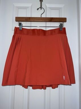RHONE Burnt Orange Athletic Pleated Mini Skirt